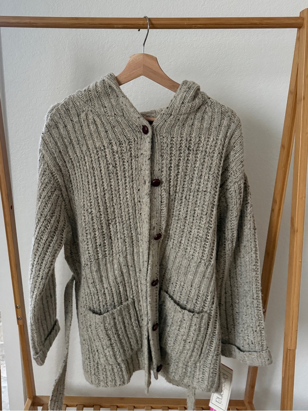 Rosanna Heathered Gray Hooded Button Cardigan